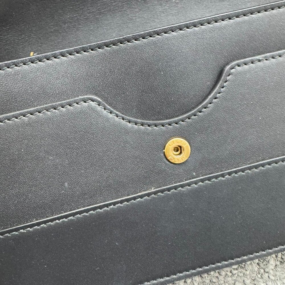 Authentic Gucci Queen Margaret Bee Chain Wallet Black Leather GG Crossbody - Picture 14 of 15